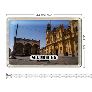 Blechschild Städte München Odeonsplatz Skulptur 30x20cm