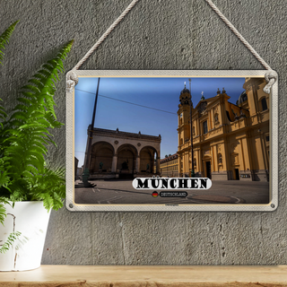 Blechschild Städte München Odeonsplatz Skulptur 30x20cm