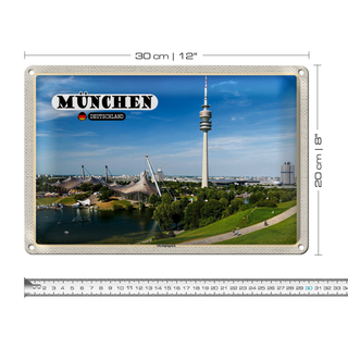 Blechschild Städte München Olympiapark Fernseherturm 30x20cm