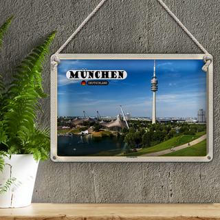 Blechschild Städte München Olympiapark Fernseherturm 30x20cm