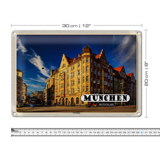 Blechschild Städte München Schwabing Stadt Gehweg 30x20cm