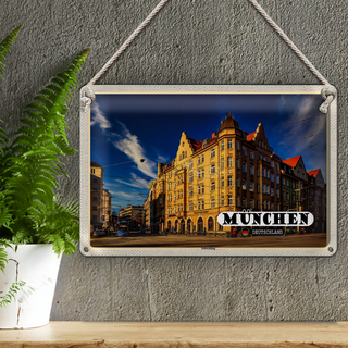 Blechschild Städte München Schwabing Stadt Gehweg 30x20cm