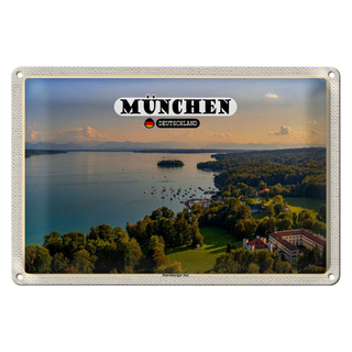 Blechschild Städte München Blick auf Starnberger See 30x20cm
