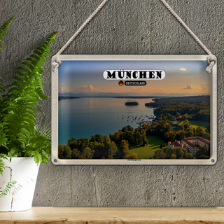 Blechschild Städte München Blick auf Starnberger See 30x20cm