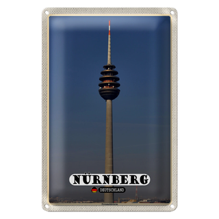 Blechschild Städte Nürnberg Fernmeldeturm Gemälde 20x30cm