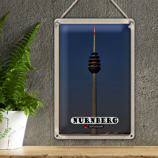 Blechschild Städte Nürnberg Fernmeldeturm Gemälde 20x30cm