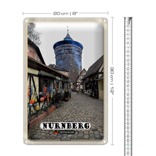 Blechschild Städte Nürnberg Handwerker Hof Altstad 20x30cm