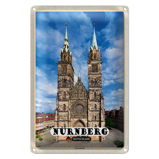 Blechschild Städte Nürnberg Lorenzkirche Architektur 20x30cm
