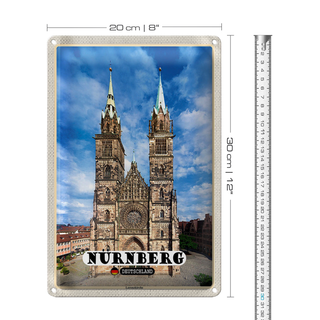 Blechschild Städte Nürnberg Lorenzkirche Architektur 20x30cm