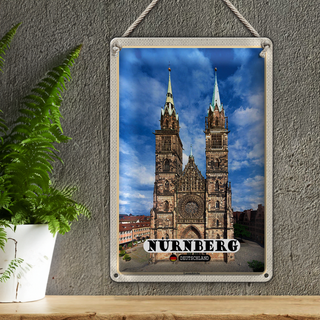 Blechschild Städte Nürnberg Lorenzkirche Architektur 20x30cm