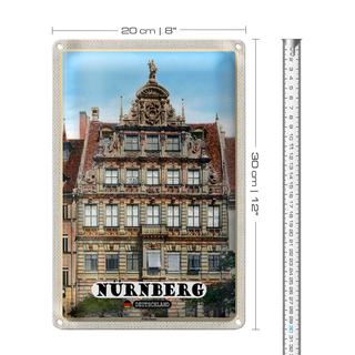 Blechschild Städte Nürnberg Pellerhaus Architektur 20x30cm