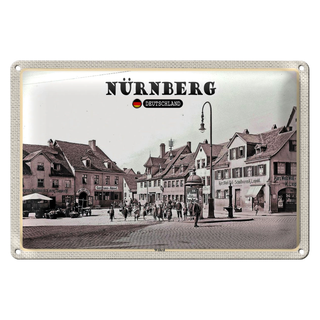 Blechschild Städte Nürnberg Wöhrd Altstadt Gemälde 30x20cm
