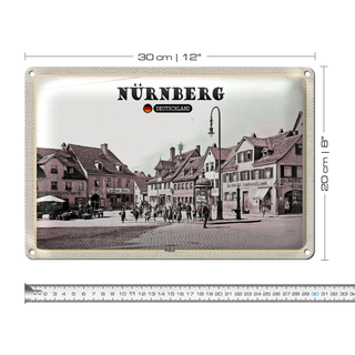 Blechschild Städte Nürnberg Wöhrd Altstadt Gemälde 30x20cm