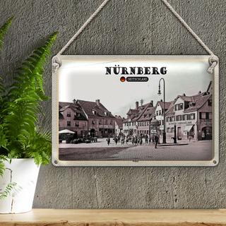 Blechschild Städte Nürnberg Wöhrd Altstadt Gemälde 30x20cm