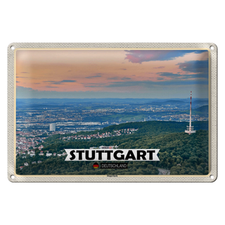 Blechschild Städte Stuttgart Blick auf Degerloch 30x20cm