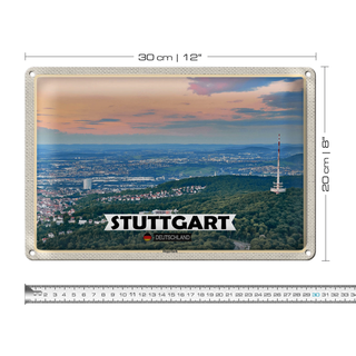Blechschild Städte Stuttgart Blick auf Degerloch 30x20cm