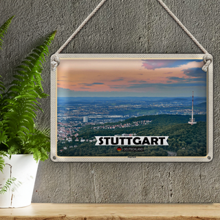 Blechschild Städte Stuttgart Blick auf Degerloch 30x20cm