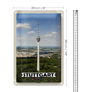 Blechschild Städte Stuttgart Fernsehturm Stadt 20x30cm