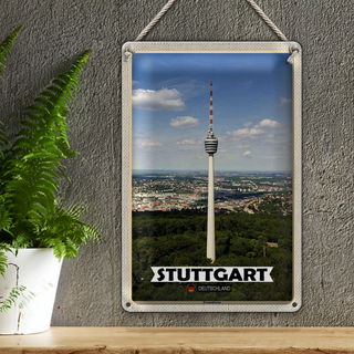 Blechschild Städte Stuttgart Fernsehturm Stadt 20x30cm