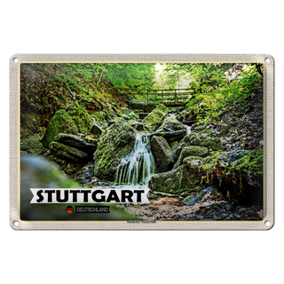 Blechschild Städte Stuttgart Heslach Wasserfälle 30x20cm