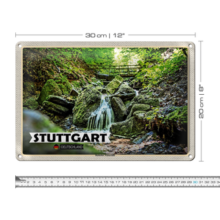 Blechschild Städte Stuttgart Heslach Wasserfälle 30x20cm