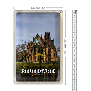 Blechschild Städte Stuttgart Johanneskirche 20x30cm