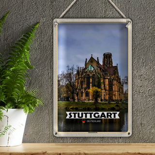 Blechschild Städte Stuttgart Johanneskirche 20x30cm