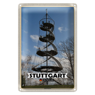 Blechschild Städte Stuttgart Killesbergturm Architektur 20x30cm
