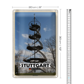 Blechschild Städte Stuttgart Killesbergturm Architektur 20x30cm
