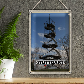 Blechschild Städte Stuttgart Killesbergturm Architektur 20x30cm
