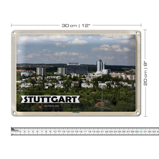 Blechschild Städte Stuttgart Möhringen Stadt Natur 30x20cm