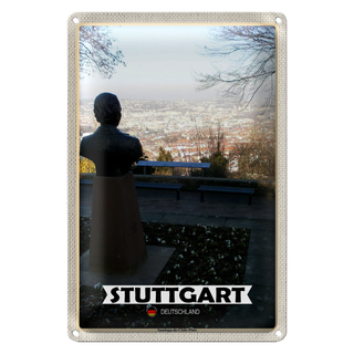 Blechschild Städte Stuttgart Santiago-de-Chie-Platz 20x30cm