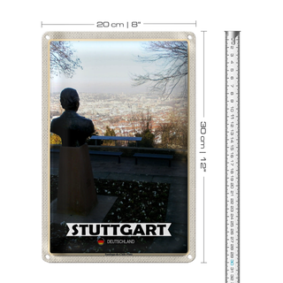 Blechschild Städte Stuttgart Santiago-de-Chie-Platz 20x30cm