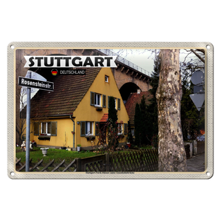 Blechschild Städte Stuttgart Nord Haus Eisenbahnbrücke 30x20cm