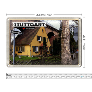Blechschild Städte Stuttgart Nord Haus Eisenbahnbrücke 30x20cm