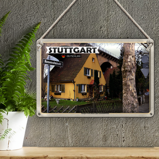 Blechschild Städte Stuttgart Nord Haus Eisenbahnbrücke 30x20cm