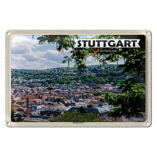 Blechschild Städte Blick auf Stadt Stuttgart West 30x20cm