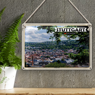 Blechschild Städte Blick auf Stadt Stuttgart West 30x20cm