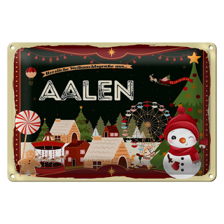 Blechschild Weihnachten Grüße AALEN 30x20cm