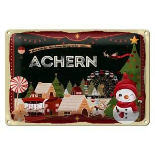 Blechschild Weihnachten Grüße ACHERN 30x20cm