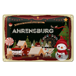 Blechschild Weihnachten Grüße aus AHRENSBURG 30x20cm
