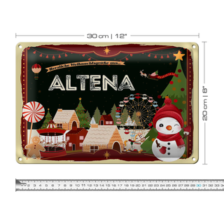 Blechschild Weihnachten Grüße aus ALTENA 30x20cm