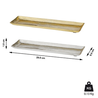 Dekotablett Servierplatte Aluminium gold/silber 29x9cm/51x12cm gehämmert Tablett Tischdekoration