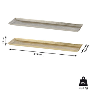 Dekotablett Servierplatte Aluminium gold/silber 29x9cm/51x12cm gehämmert Tablett Tischdekoration
