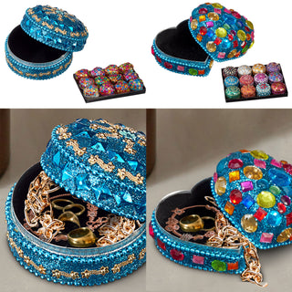 Schmuckdose Orient 12er Set Ø5,5cm Schmuckkästchen Dose Box Glitzer Schatulle bunt