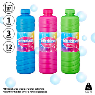 1/3/12x Seifenblasen Nachfüllflasche 950ml Refill Seifenblasenflüssigkeit Flasche Flüssigkeit