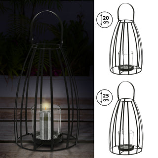Laterne Henkel Eisen Metallstreben Kegelform Glaseinsatz Kerzen Teelichter H:20/25cm Laterne Kerzentständer Dekoleuchte