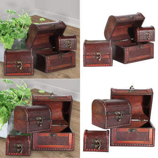 Holztruhe 3er Set Kisten 3 Größen Truhen Dekoboxen Holzkisten Kolonialstil Vintage-Optik