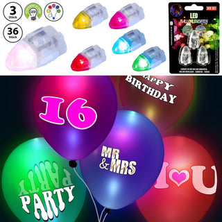 3/36x LED Ballonleuchten bunt Ballonlampe Leuchtballons Ballon Partyballons Beleuchtung Lichtball