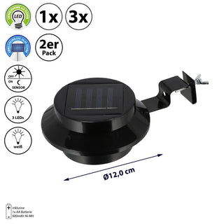 2/6x Solar Dachrinnenleuchte Set Dachrinnenbeleuchtung Lampe LED Leuchte Outdoorlicht